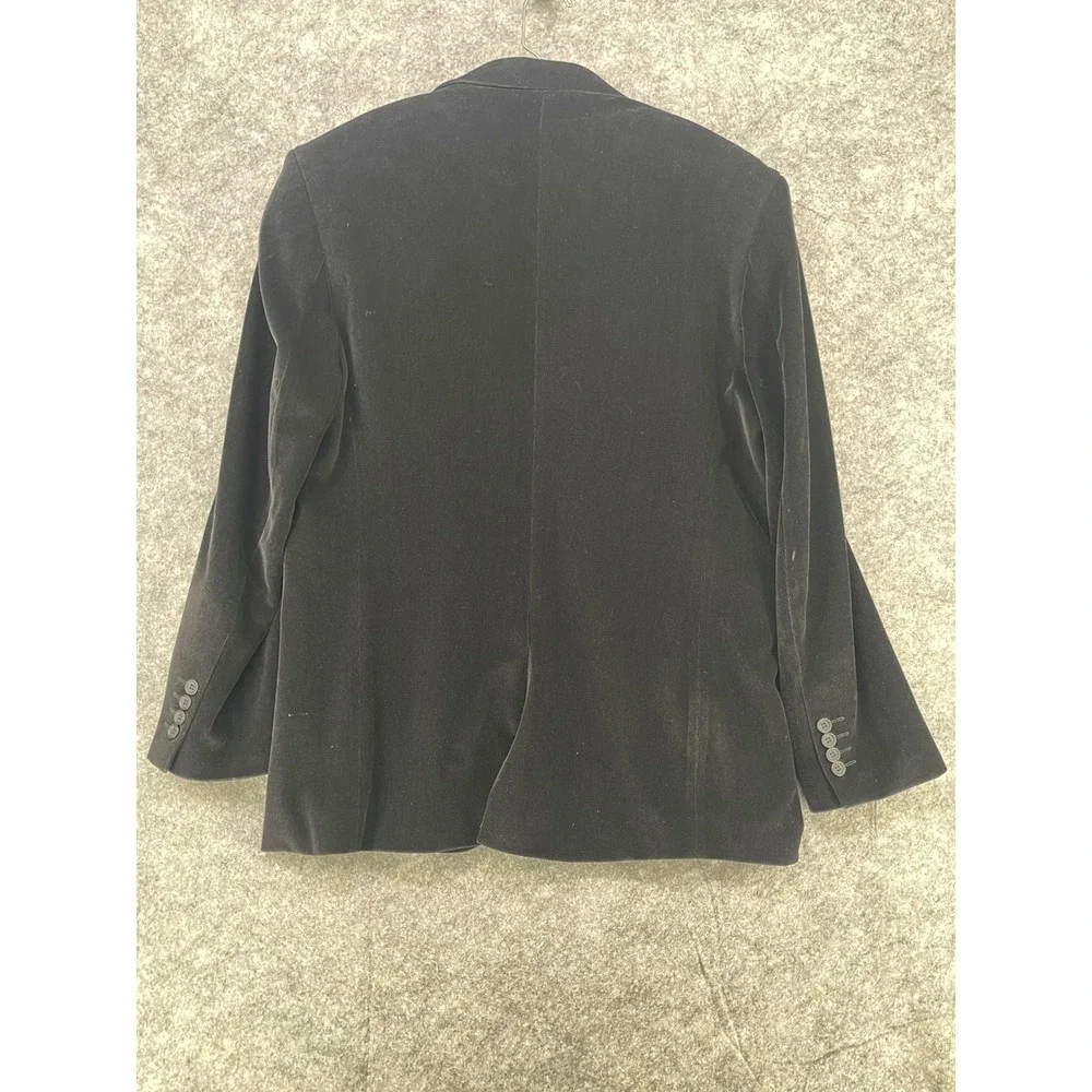 7 Diamonds Blazer Men Large Black Velvet Graphic Lining Sport Coat Jacket Goth